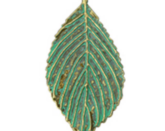 1pc 71x35mm zinc alloy with green leaf pendant-1682b