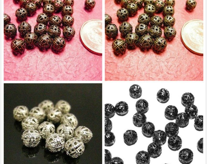 30pc 6mm antique finish filigree beads-pls pick a color
