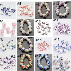 10pc 12mm Round Handmade Printed Porcelain/ceramic Beads-pls pick a pattern