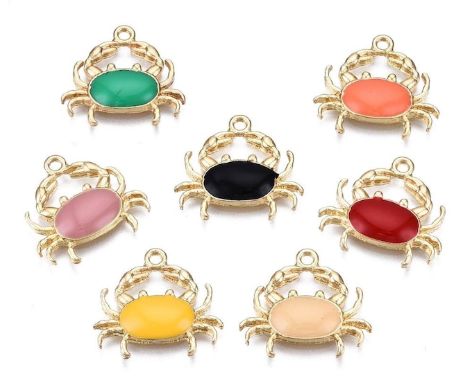 5pc 20x17mm metal with enamel crab pendants R395-pls pick a color