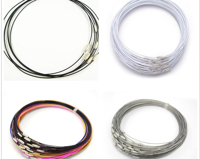 6pc  Steel Memory Wire Cord Necklace Choker-pls pick a color