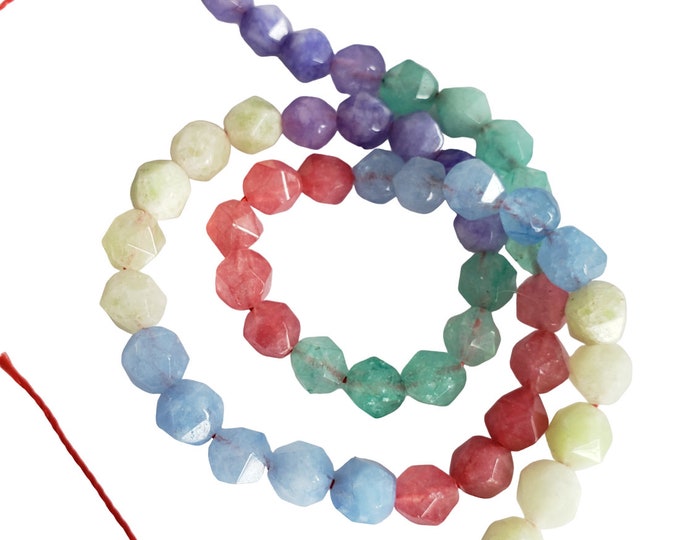 1 strand 8mm mix color faceted jade beads-FJ176