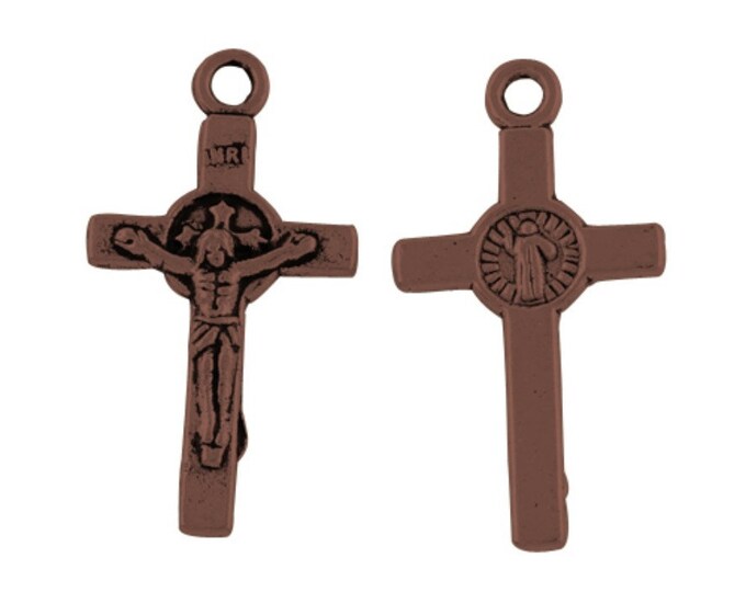 12pc 23x12mm antique copper finish metal cross pendants-BAK56