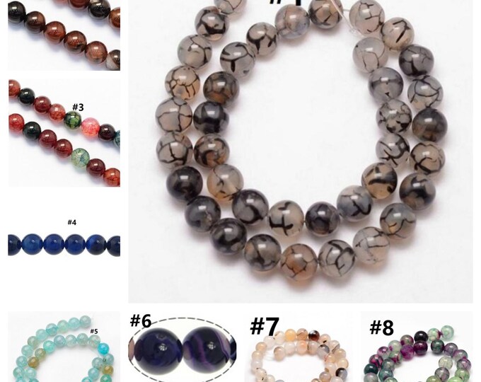 15 Inch Strand Of Round Agate Bead 10mm (37 Beads)-pls pick a pattern