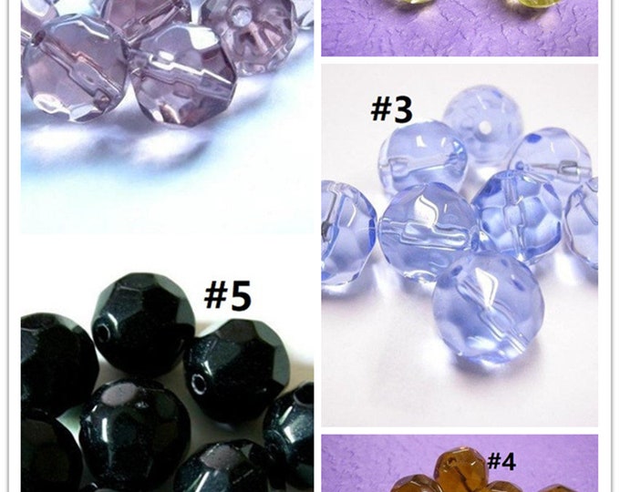 8pc 12mm faceted round crystal glass beads-pls pick a color
