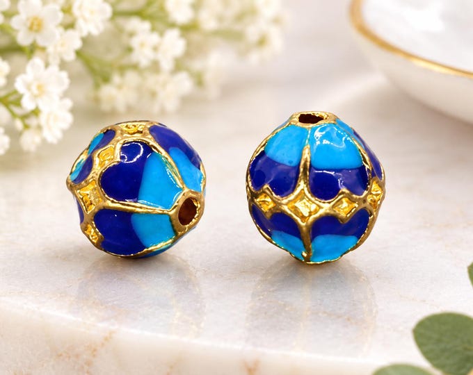 4pc 8x7mm metal alloy with enamel round fancy beads