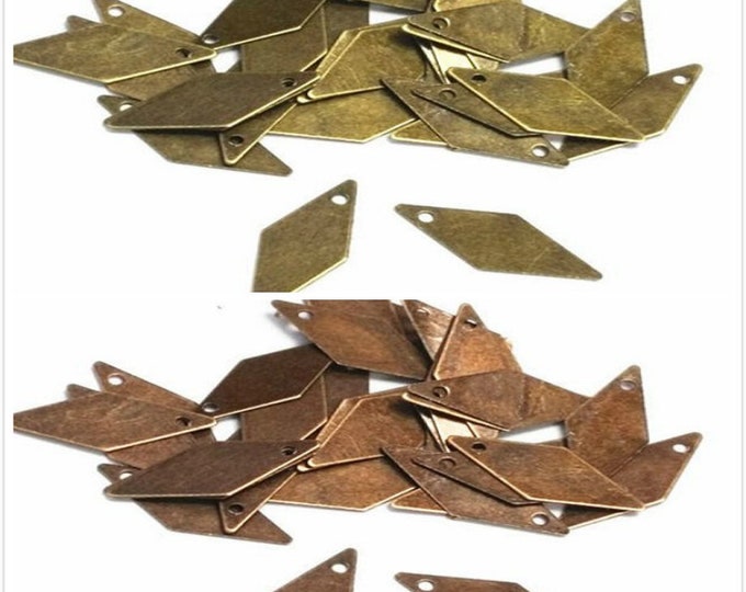 100pc 18x10mm antique finish rhombus iron pendant-pls pick a color