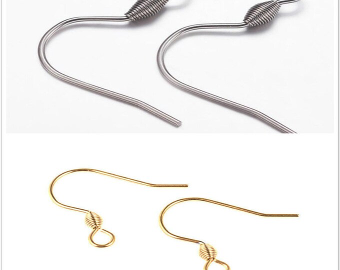 12pcs (6 Pairs) 304 Stainless Steel Earring Hooks - Choose Your Color - Hypoallergenic French Wire Findings