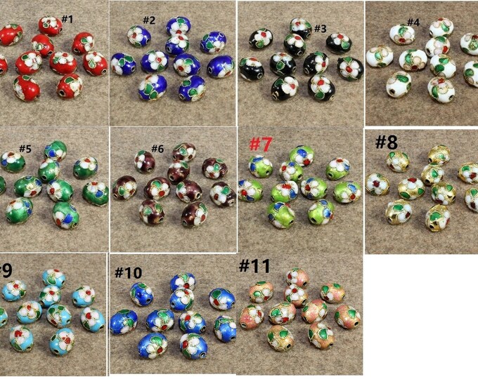 4pc 12x10mm oval shape Cloisonne beads- pls pick a color