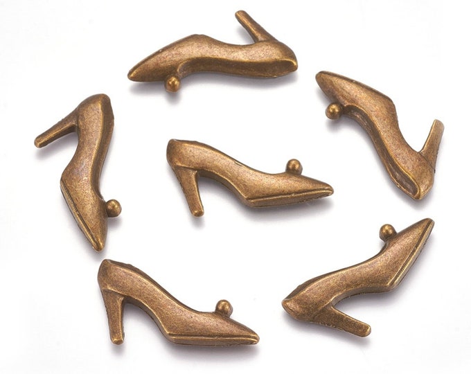 10pc 30x15mm antique bronze finish metal high heel  cabochons-3069b