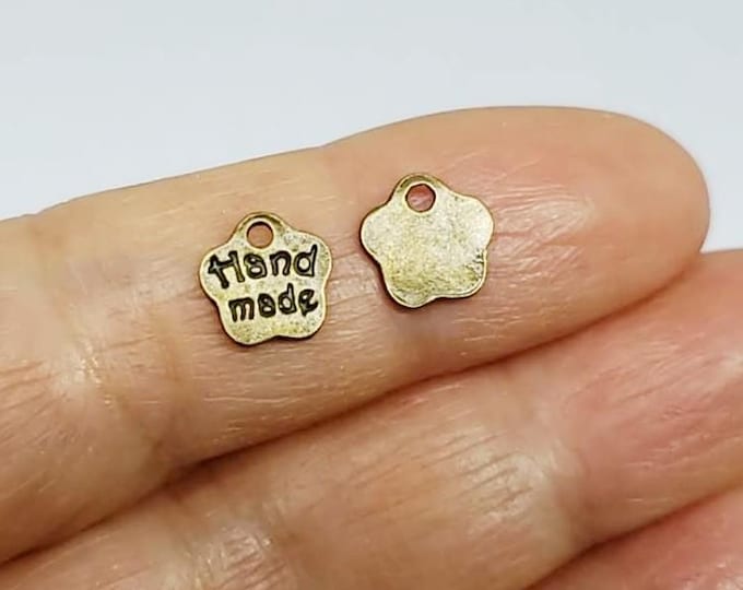 24pc 8x8mm antique bronze finish hand made charms-8384