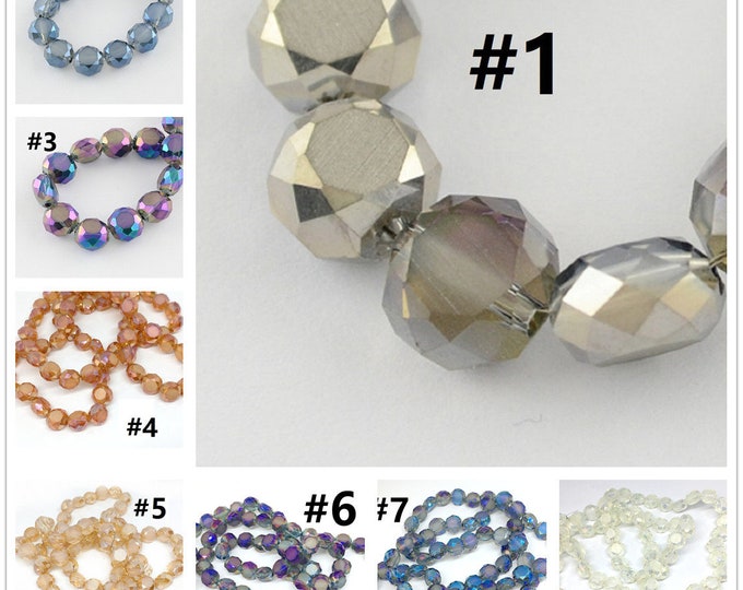 1 strand 22 inches 8x4mm faceted Electroplate faceted flat glass beads-pls pick a color
