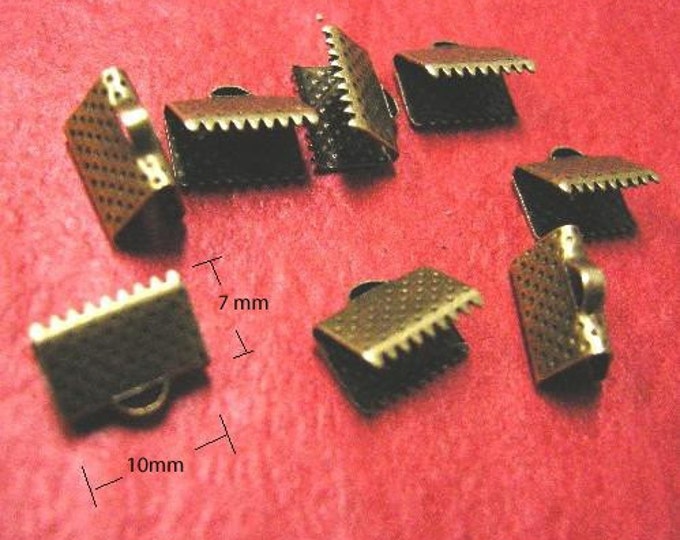 30pc 10x7mm antique bronze metal end caps-3564