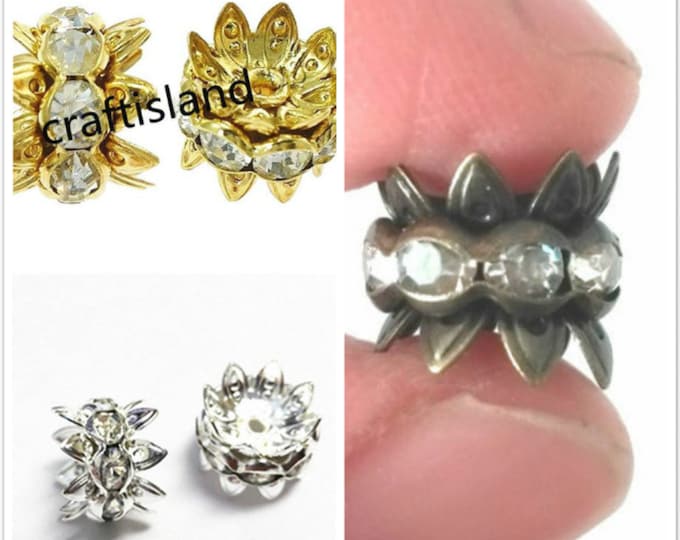 10pc  rhinestone spacer/beads-pls pick your color