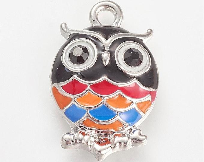4pc  24.5x16mm owl metal  enamel charms-lv75