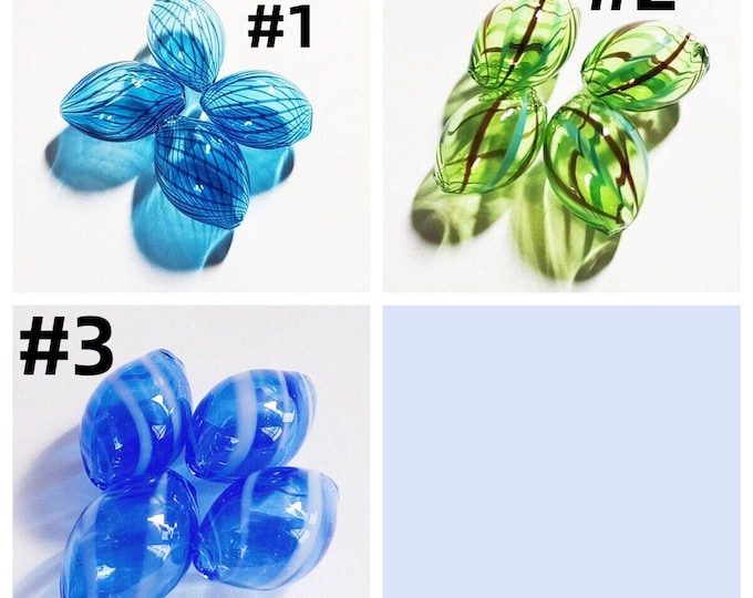 4pc 17x11mm handmade blown glass beads in rice shape-pls pick a color