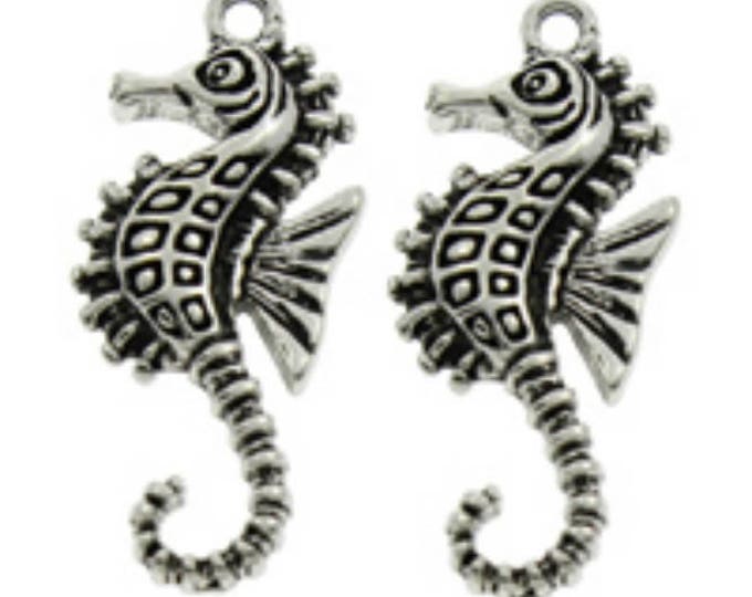 4pc  29x12mm antique silver finish seahorse pendant-7524e