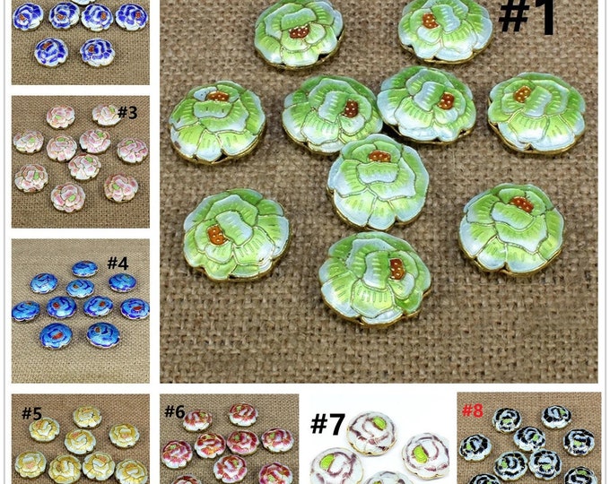 2pc 19mm flower shape handmade  Cloisonne Beads-pls pick your color