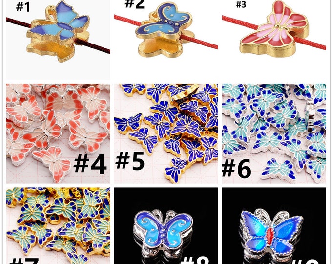 10pc  Alloy Butterfly Enamel Beads-pls pick a style