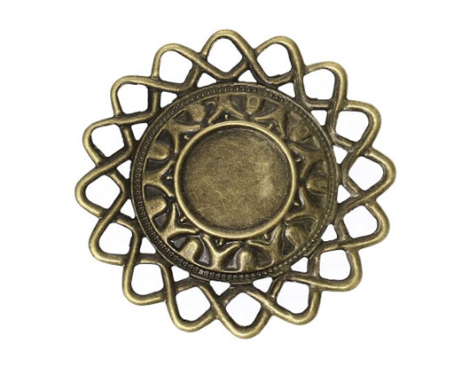 10pc 50mm antique bronze filigree wraps/cabochon setting-9854