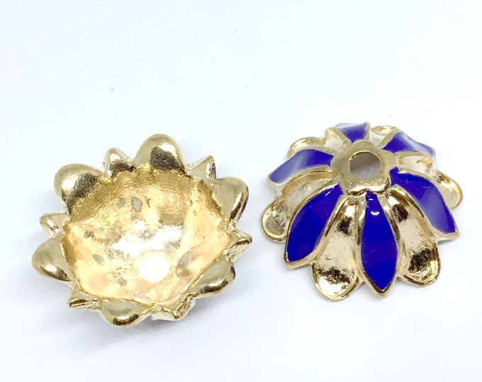 2pc 27x13mm gold finish with enamel bead cap-bb103