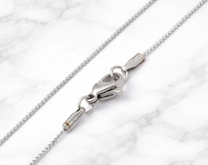 2 pc of Non-Tarnish 304 Stainless Steel Serpentine Chain Necklaces,19.6"