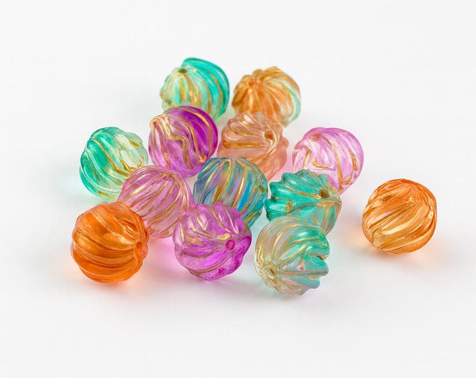 10pc mix color 12mm Baking Paint and Golden Metal Enlaced Glass Beads