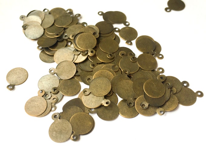 100pc 11x8mm antique bronze finish iron round charms-6892A