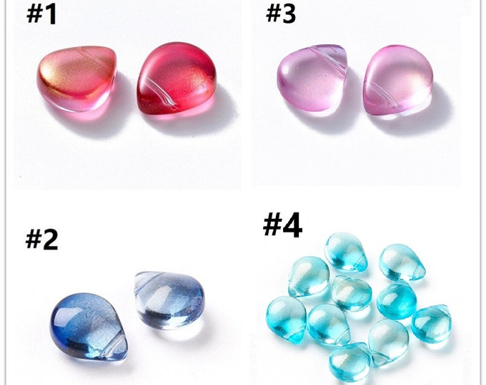 10pc 12x10mm Teardrop Shape Transparent Spray Painted Glass-Pls pick a color