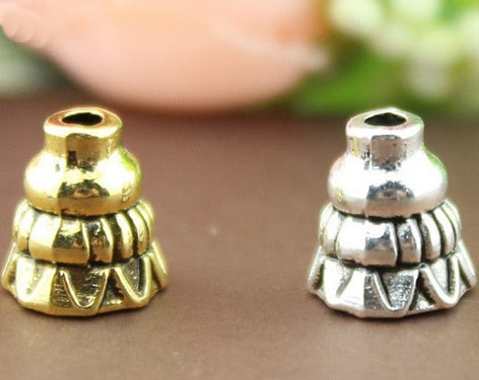 8pc 8x7.5mm antique  finish metal cone shape bead caps-pls pick your color