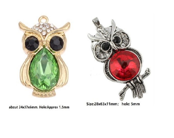 1pc  Rhinestones Zinc Alloy Owl Pendant-pls pick your style