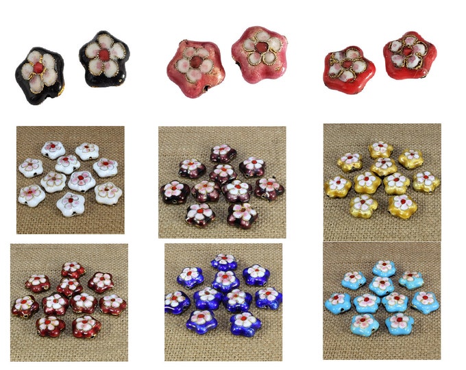 2pc 15mm flower shape handmade Cloisonne Beads-pls pick your color