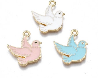 4pc 20x18mm metal with enamel peace dove /bird pendants-LL1364-pls pick a color