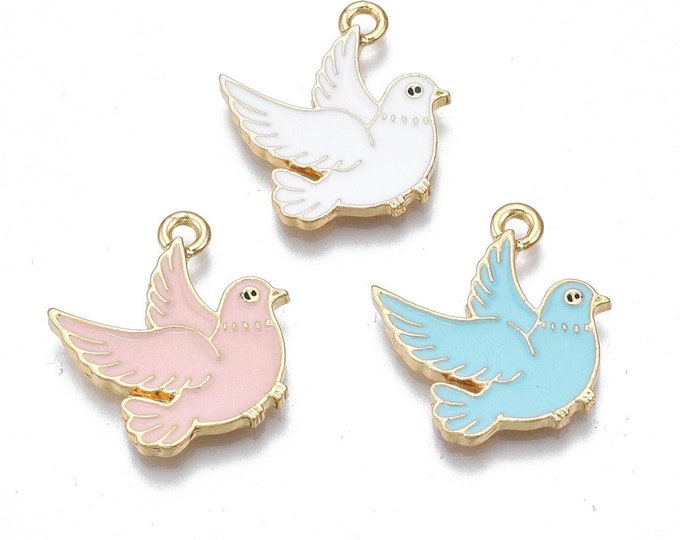 4pc 20x18mm metal with enamel peace dove /bird pendants-LL1364-pls pick a color