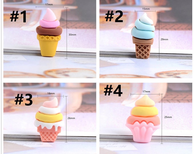 6pc resin made ice cream pattern cabochons -Pls pick a pattern