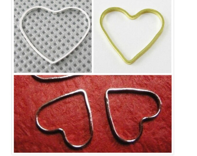 Set of 24 Charming 13.5mm Brass Heart Shape Links - Choose Your Favorite Color for a Touch of Elegance!