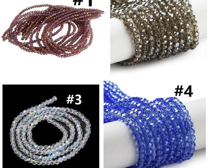 Wholesale 10 strands 3mm faceted round electroplate glass Beads(990pcs)- pls pick a color