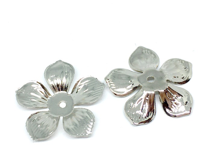 12pc 22mm dull silver look iron bead caps-4604