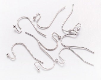 12 pieces(6 pairs) 304 Stainless Steel 22X12mm Earring Hooks-LL160