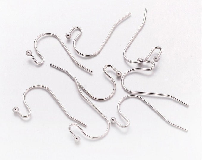 12 Pieces (6 Pairs) 304 Stainless Steel Earring Hooks - 22x12mm - Nickel Free Hypoallergenic Earring Wires - Jewelry Making Supplies