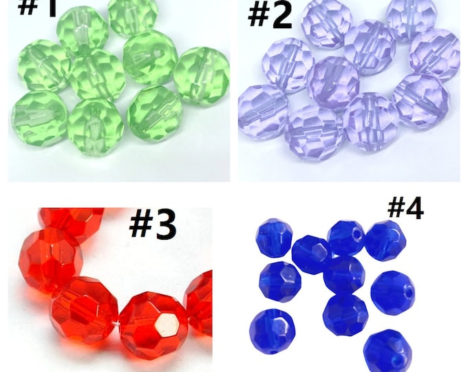 20pc 10mm faceted glass beads-pls pick a color