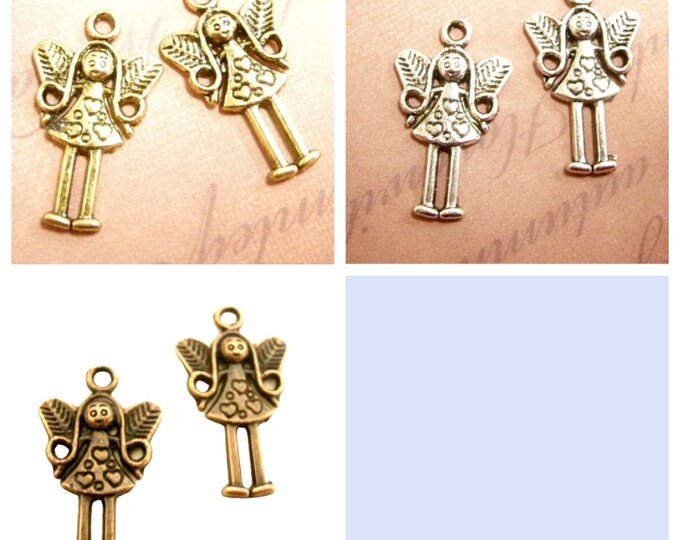 6pc 25x15mm antique finish metal girl pendants-pls pick a color