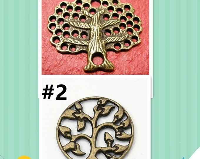 4pc antique bronze finish metal tree pendant-pls pick a style