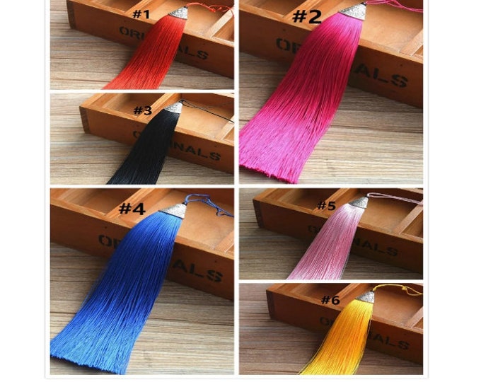 2pc 7 inches Tassel with Silver Tone Zinc Alloy Top-pls pick a color