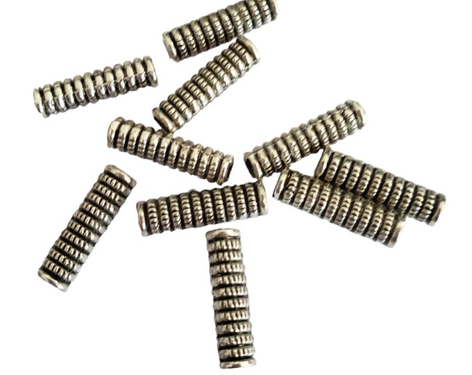 30pc 14x4mm antique silver finish metal tube style beads-1067A