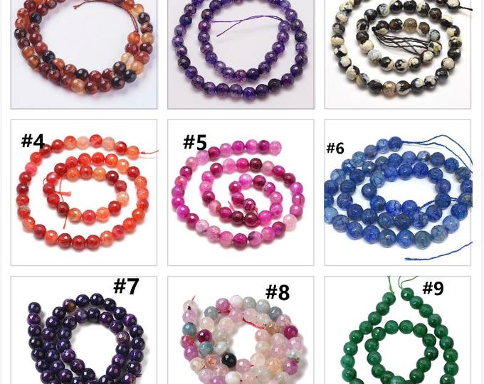 15 inch  Agate Round Faceted Beads 8mm(47 beads)-pls pick a color