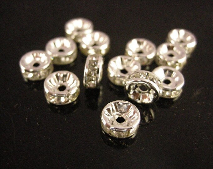 20pc 6mm crystal clear rhinestone beads/spacers-3551