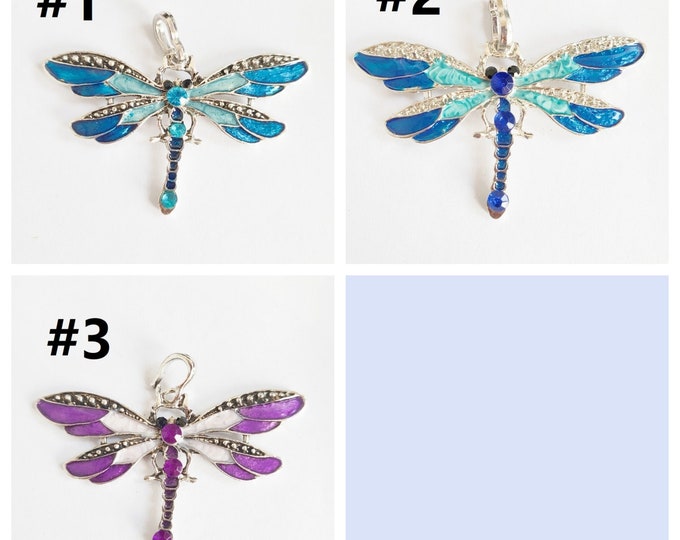 1pc 70x40mm zinc alloy enamel with rhinestone dragonfly pendant-pls choose your own color