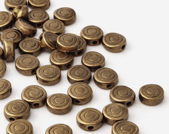 100pc 6mm antique bronze finish flat round metal beads
