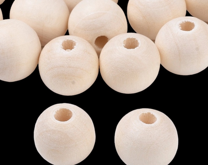 50pc Natural Unfinished Wood Beads, Waxed Wooden Beads, Smooth Surface, Round-pls pick a size